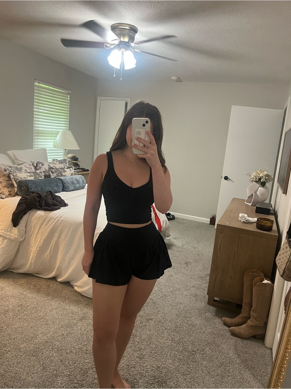 Offline by Aerie Black High-Rise Flow Shorts